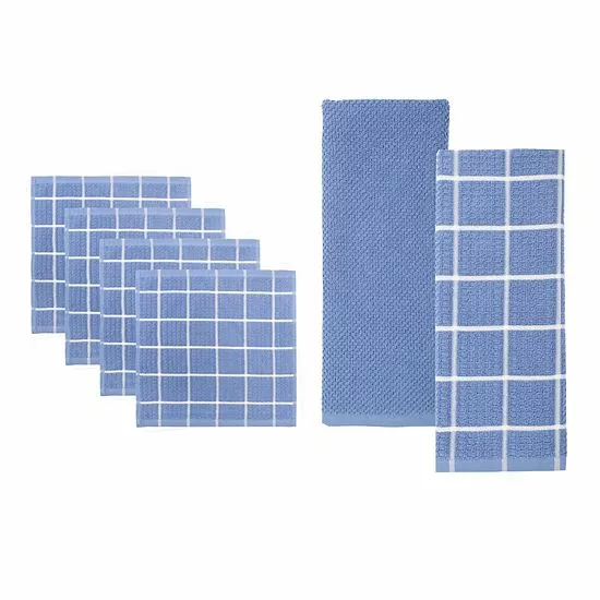 Food Network® Windowpane Grid Dishcloth & Kitchen Towel 6-pk. Gray 4 Food Network® Windowpane Grid Dishcloth & Kitchen Towel 6-pk. Gray - Image 2