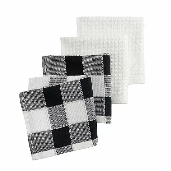 Food Network™ Black & White Buffalo Check Dishcloth 4-pk. 3 Food Network™ Black & White Buffalo Check Dishcloth 4-pk.