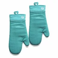 Food Network™ Silicone Oven Mitt Set Gray Tornado - Aqua