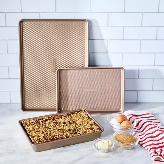 Food Network™ 3-pc. Essential Textured Bakeware Set Bronze 3 Food Network™ 3-pc. Essential Textured Bakeware Set Bronze