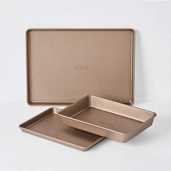 Food Network™ 3-pc. Essential Textured Bakeware Set Bronze 4 Food Network™ 3-pc. Essential Textured Bakeware Set Bronze - Image 2